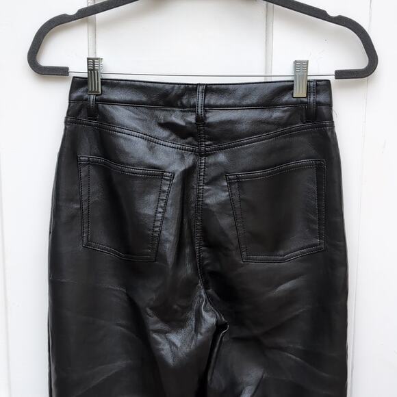 Aritzia Wilfred Melina Vegan Leather Straight Leg High Waist Black Pant, size 4 - Picture 4 of 4